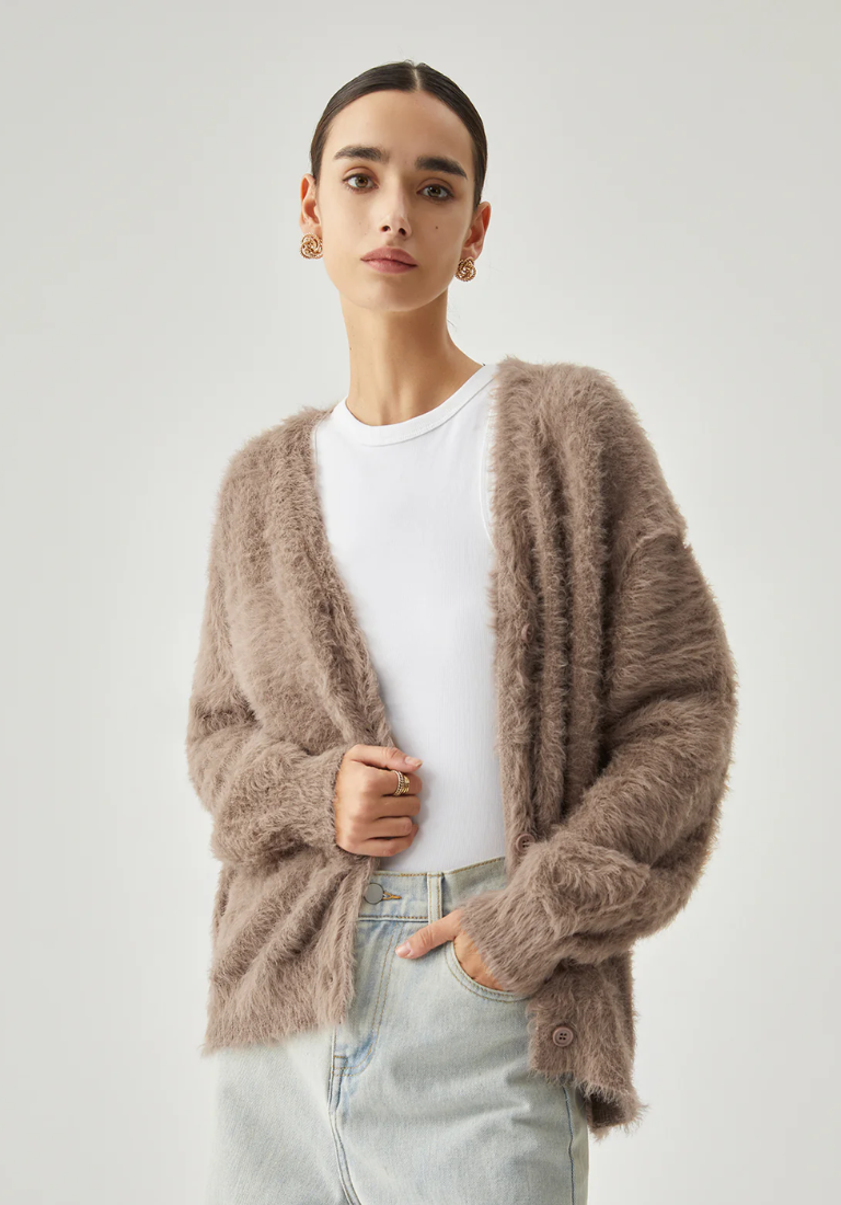 Button-down Fuzzy Cardigan